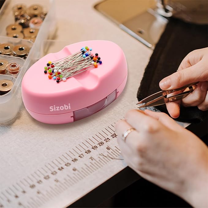 Sizobi Magnetic Pin Holder Cushions with 100 Pcs Ball Head Straight Pins
