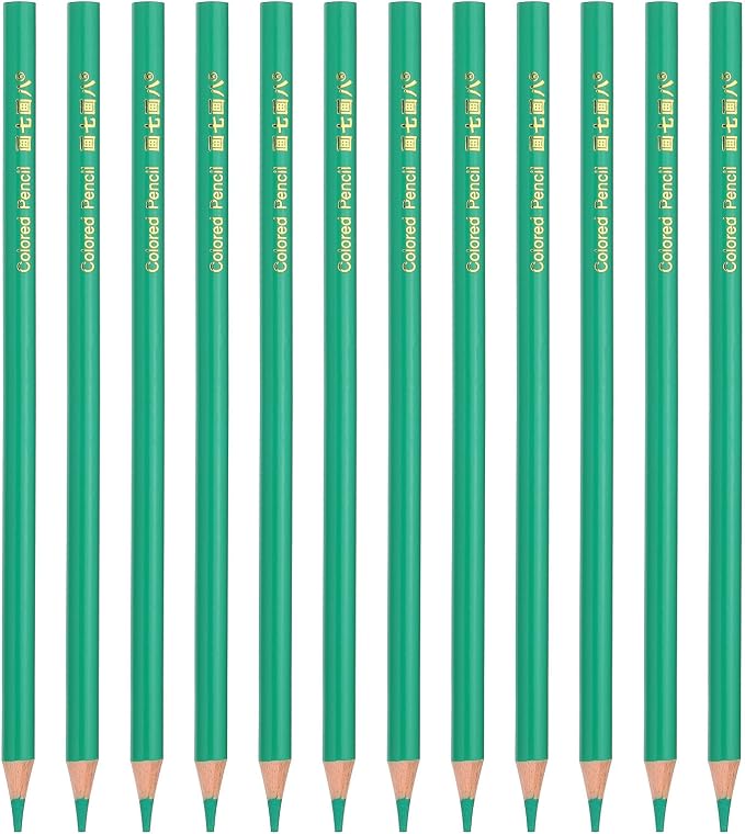 PATIKIL Sapphire Green Colored Pencils Set,12 Pcs Oil Color Pencils Wooden Coloring Drawing Pencil for Artists Art Painting