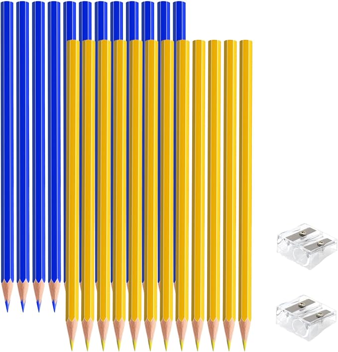 24 PCS Yellow Blue Colored Pencils， Pre-sharpened Professional Wooden Art Pencils Set for Artists Painting | Premium Drawing Sketching Supplies (Yellow Blue)