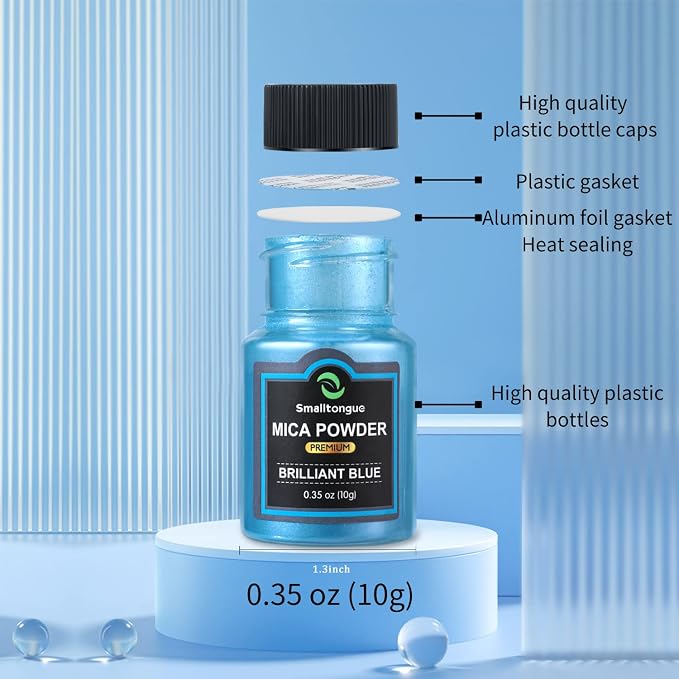Mica Powder, 108 Colors (10g), Pigment for Epoxy Resin, Soap, Bath Bomb | Complies with ASTM D-4236| 36 Original Colors and 36 Pastel Colors and 36 Fine Glitter Powder