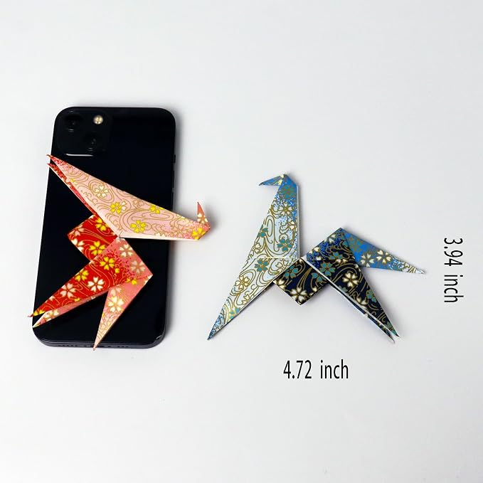 Colorful Origami Horses Set - 16 Pcs 8 - Color Mixed, Handmade with Hard Yuzen Paper, 4.72×3.94 Inches, Ideal for Desk Decor & Gifts