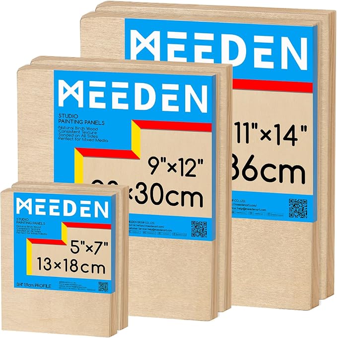 MEEDEN Unfinished Wood Canvas Board:5x7 8x8 11x14 Canvas Panel Pack of 6