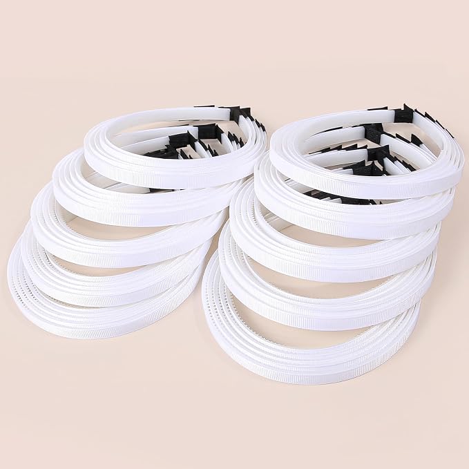 50Pcs White Ribbon Wrapped Blank Hard Plastic Headbands