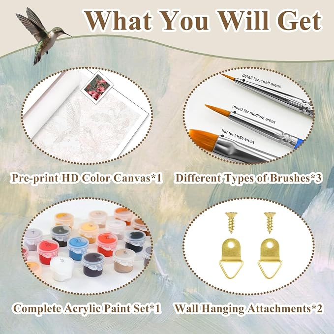 Hummingbird Paint by Number Kits for Adults, Paint by Numbers kit 16x20 in