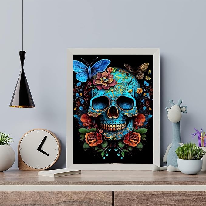 Arttoplus Skull Paint by Numbers Kit for Adults Beginner 16x20 inch | Butterfly Adult Paint by Number Kits on Canvas, Skeleton Oil Painting by Number for Gift Home Wall Decor (Without Frame)
