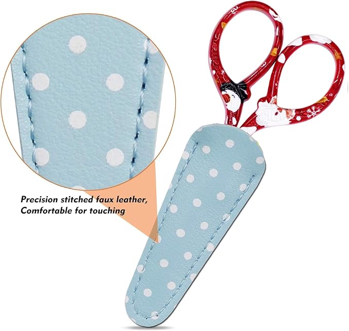 3.6 inch Sharp Embroidery Scissors Crochet with Leather Sheath for Knitting | Craft Scissors Small Scissors Pointed Tip Scissor Stainless Steel Precision Detail Scissor for Crafting Sewing Office Home
