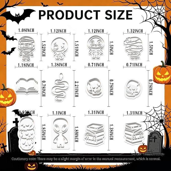 12Pcs Gothic Halloween Polymer Clay Cutters