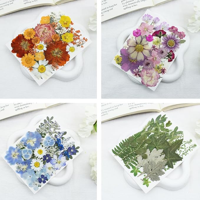 Stylifeo120PCS Natural Dried Pressed Flowers Leaves for Resin Molds Crafts