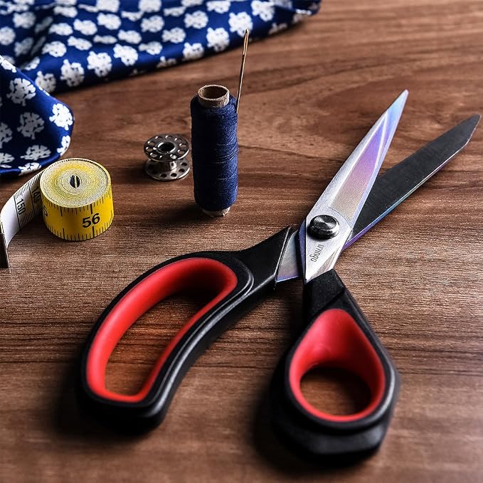 LIVINGO Premium Tailor Scissors Heavy Duty Multi-Purpose Titanium Coating Forged Stainless Steel Sewing Fabric Leather Dressmaking Comfort Grip Shears Professional Crafting (9.5 INCH) (Pack of 2)