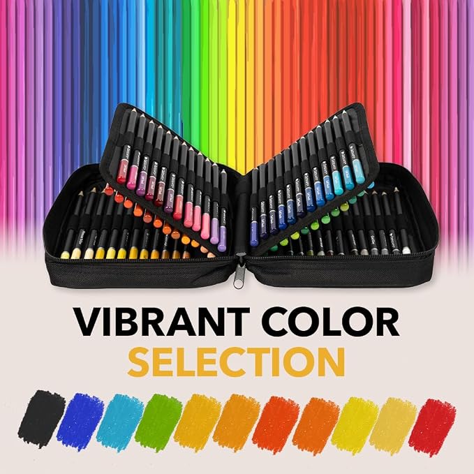 Castle Art Supplies 72 Colored Pencils for Adults - Professional Quality | For artists, professionals, and adult colorists - rich, creamy, soft core leads - sturdy zipper case for easy carrying