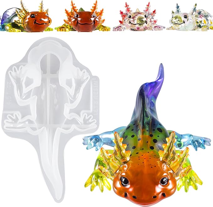 Let's Resin Large Axolotl Resin Molds Silicone, 3D Animal Silicone Molds | Flexible Effortless Demoldable Epoxy Resin Molds, Thickened Deep Detailed Epoxy Molds for Art Crafts, Gift, and Home Decor