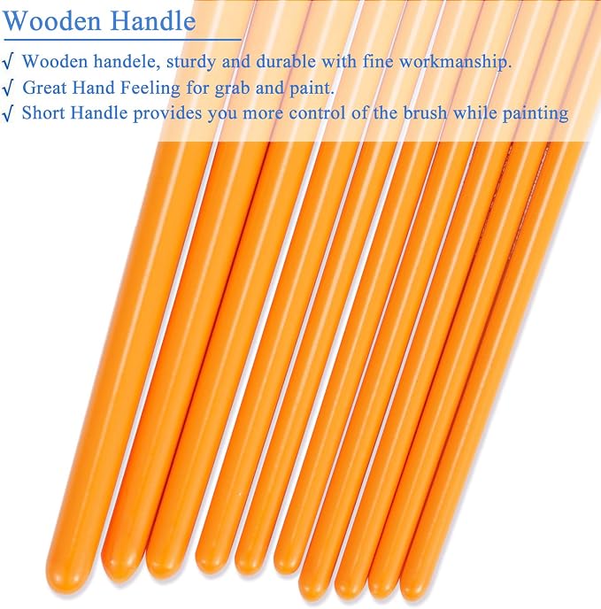 BOSOBO Paint Brushes Set, 20 Pcs Small Paint Brush Kit Round Flat Tip Nylon Hair, for Acrylic Painting, Watercolor, Oil Painting, Kids Face Nail Art Canvas Rock Craft, Art Supplies, Orange