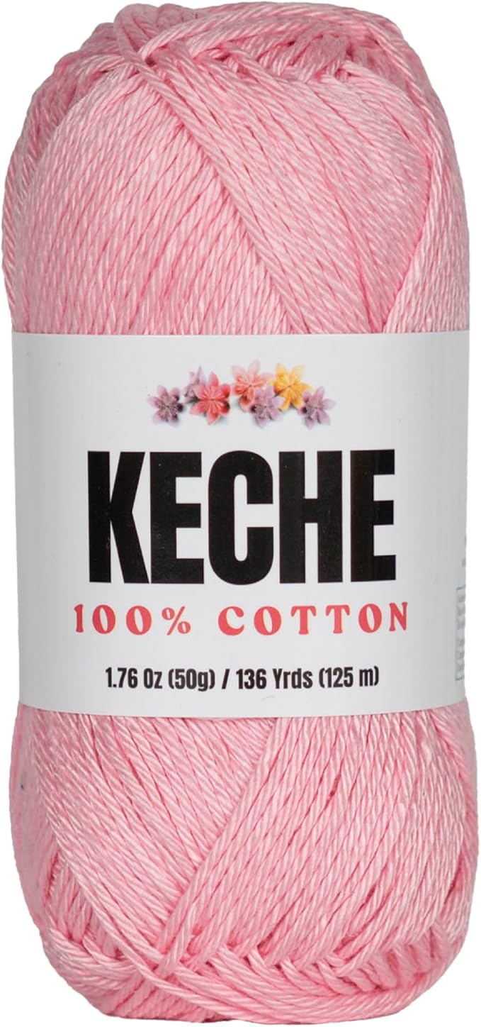 Cotton Yarn - 100% Cotton Yarn for Crocheting and Knitting, Mercerized Cotton Amigurumi Yarn Fine-Sport 2 1.76 oz (50g) / 136 Yrds (125 m) - Powder