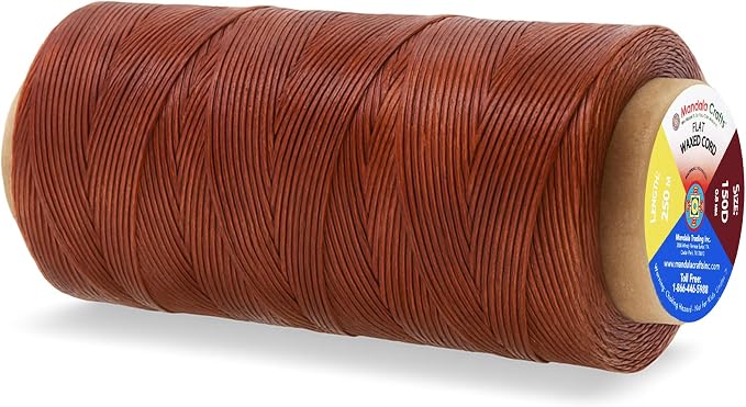 Mandala Crafts 150D 0.8mm Bourbon Brown Leather Sewing Flat Waxed Thread