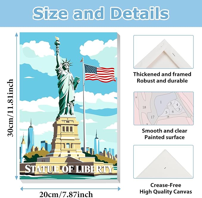 City Paint by Number for Adults, Paint by Numbers Kit for Adults 8x12 Inch