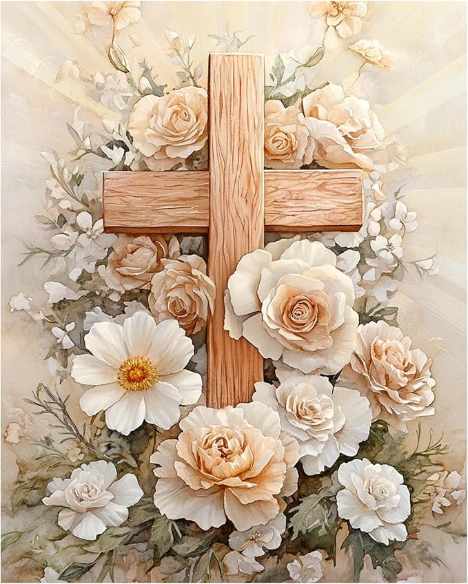 AUKELHJ Paint by Numbers Kit for Adults Beginner, Cross, 16X20 Inch | Paint by Number for Adults, Beginner Friendly, High-Definition Color Canvas, Stress Relief, Home Decor, Gifts, Unframed