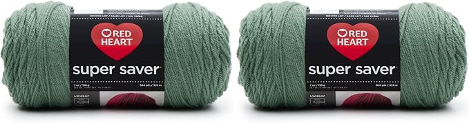 Red Heart Super Saver Yarn, Light Sage (Pack of 2)