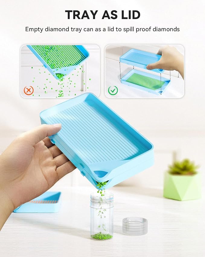 ARTDOT 30-Piece Stackable Tray Set Diamond Art Kits for Adults, Interlocking Diamond Painting Accessories and Tools(Blue)