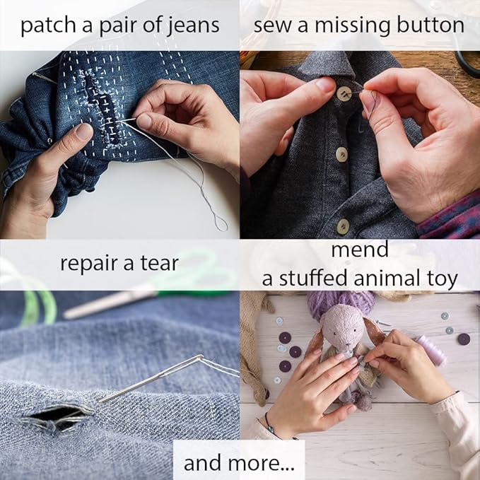 Vellostar Small Sewing Kit for Adults, Portable Needle & Thread Repair Set | Compact mini hand sewing kit with 12 thread colors, needles, scissors and buttons for quick clothing repairs at home or away