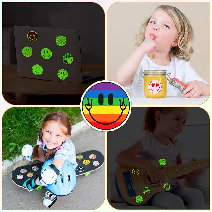 50PCS Smile Glow in The Dark Stickers