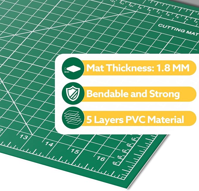 5 Packs Self Healing Cutting Mat Bulk 12"x18" Rotary Cutting Sewing Mats A3 | Cutting Board for Fabric Crafting Sewing Scrapbooking Quilting, Precision Cutting, Double Sided 5-Ply