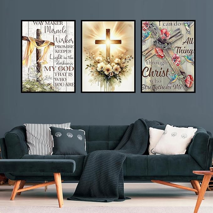 3 Pack Diamond Art Kits for Adults, Cross Diamond Painting Kit 11.8x15.7 in