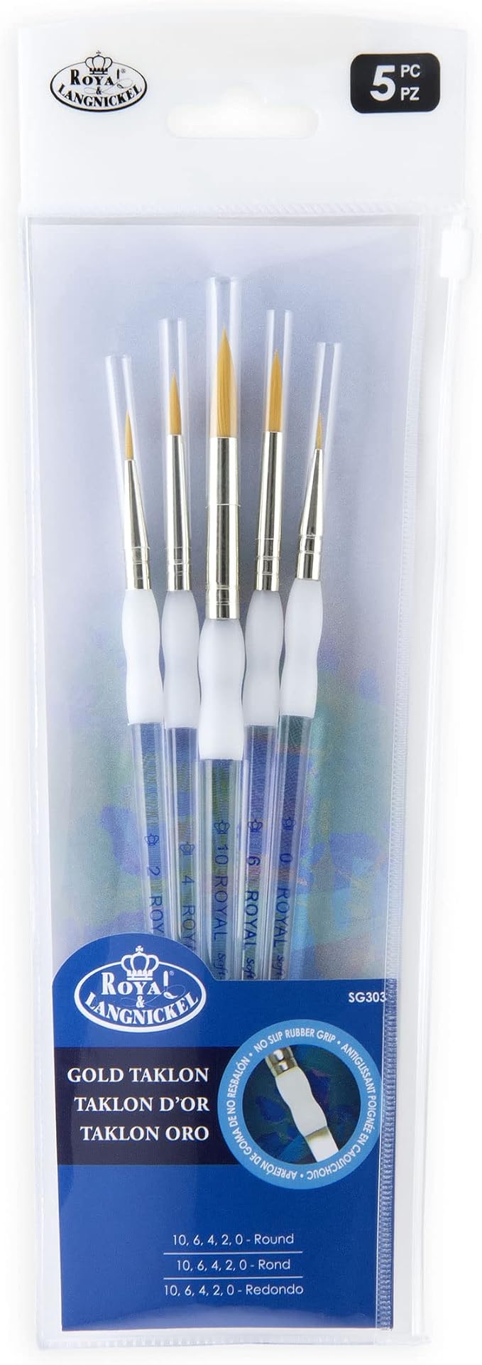Royal & Langnickel - 5pc Soft Grip Gold taklon Paint Brush Set, Round | SG303