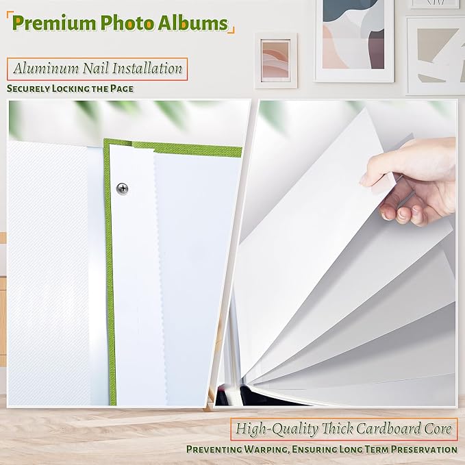 Artfeel Photo Album Self Adhesive Scrapbook,Large Photo Book for 4x6,5x7,8x10 Pictures,DIY Album for Baby Wedding Family Travel Birthday,with Metallic Pen and Scraper