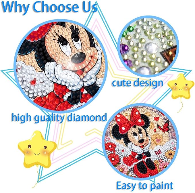 Fuinkqe Kids Diamond Art Kits for Girls,Diamond Art for Kids Ages 6-8-12,Easy Small Diamond Painting Kits for Kids Crafts for Gifts and Home Decor 7X7 Inch