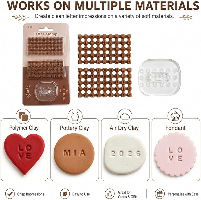 DIYOOHOMY Small Alphabet Letter Stamps for Polymer Clay, Pottery Tools