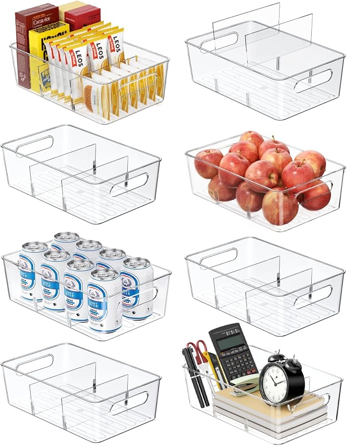 Mpotmiy 8-Pack Pantry Organizers and Storage, Clear Fridge Organizer Bins