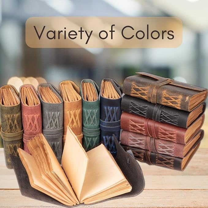 LEATHER VILLAGE Vintage Journal Edge Cut, Forest Green 7x5.