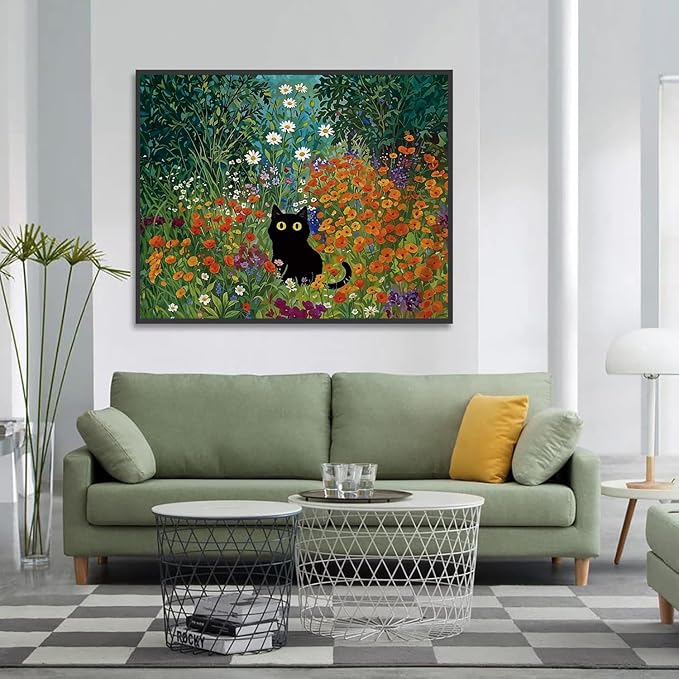 Diamond Art Kits for Adults,Black Cat Diamond Painting Kits 12x16in