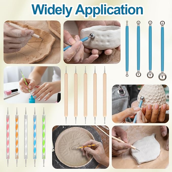 Amrules 14Pcs Double-Ended Stainless Steel Dotting Tools with Multiple Size | Lightweight & Versatile, Multiple Sizes for Precision Dots & Details, Ideal for Rock Painting, Pottery, Nail Art, and More