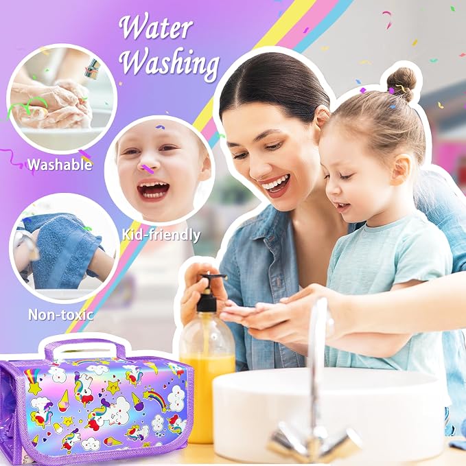 56 PCS Washable Scented Markers Coloring Kits with Glitter Pencil Case