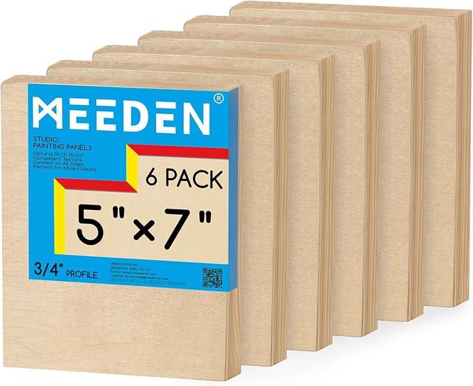 MEEDEN Unfinished Wood Canvas Board:5x7 Canvas Panel Pack of 6