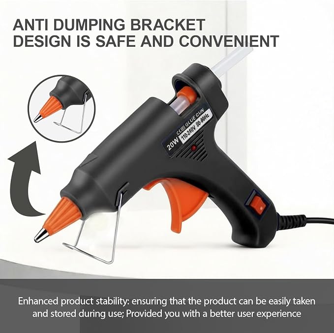 Mini Hot Glue Gun Kit with 10 Sticks 20W Fast Heating Craft Tool - | Quick Melt Set for DIY Art, Home Repair & School Projects. Lightweight, Easy Use. (Black)