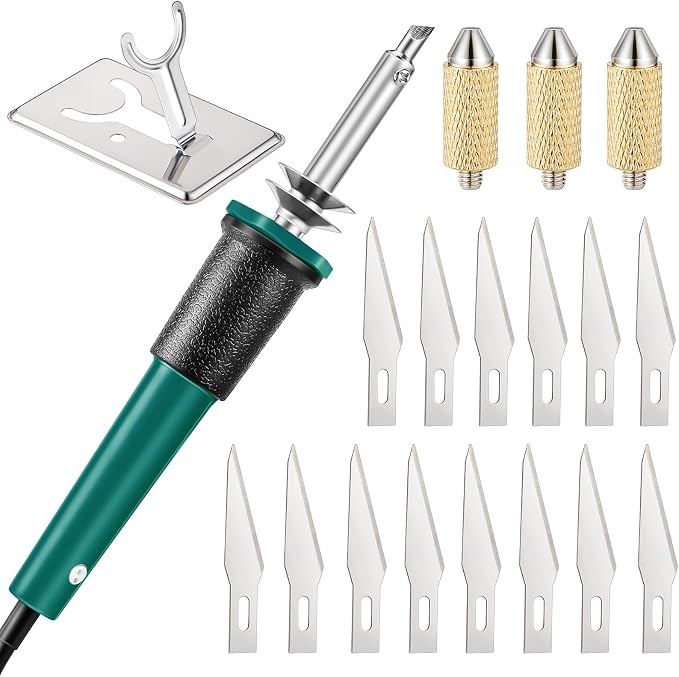 Honoson 19 Pcs Electric Hot Knife Cutting Tool with 14 Blades, Green