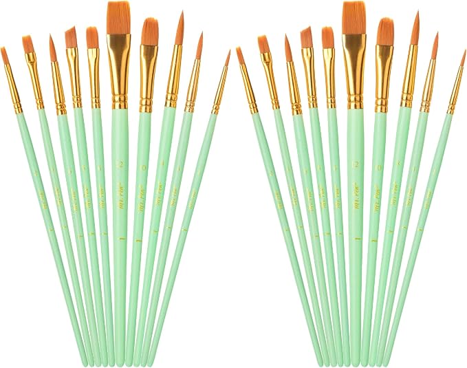 Mr. Pen- Acrylic Paint Brushes Set, 20 Pack, Round & Pointed Tip