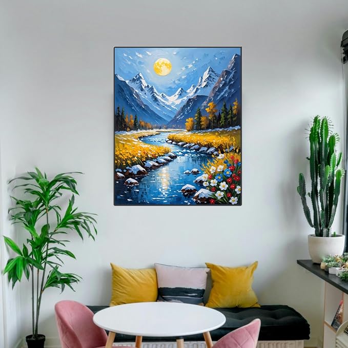 ldazao Mountain Paint by Numbers Kit for Adults Beginner Scenery Adult Paint by Number Kits Canvas Adults' Paint-by-Number DIY Oil Painting Kits for Gift Home Wall Decor 16x20 Inch