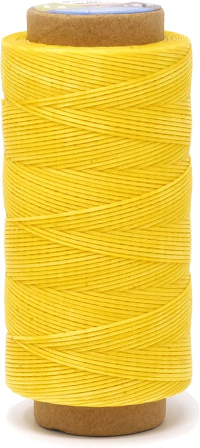 Mandala Crafts 150D 0.8mm Yellow Flat Waxed Thread for Leather Sewing