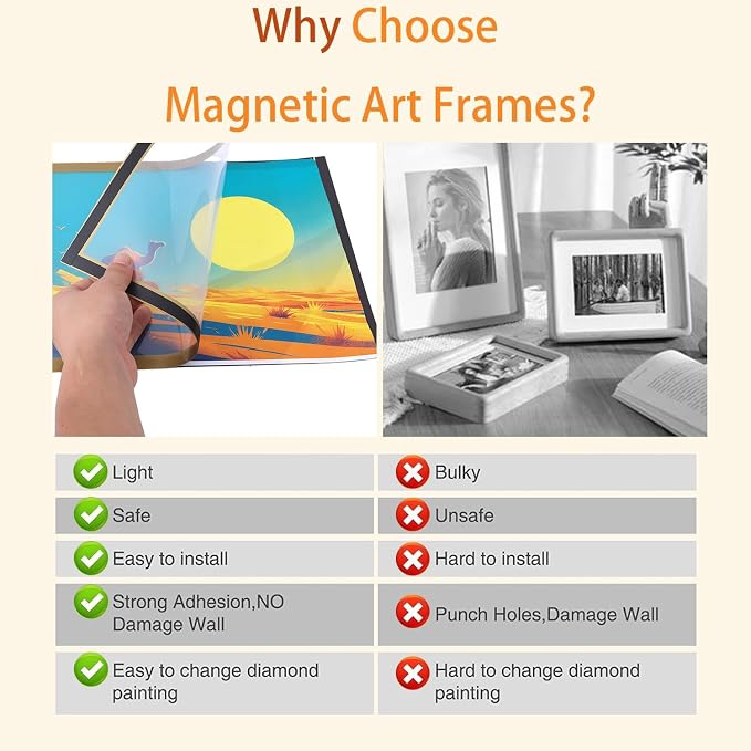 Diamond Art Frame 12x16 Inch - Diamond Frames 30x40 cm Painting Suitable for 10x14inch Picture, Diamond Frame Magnetic Self-Adhesive,Suitabble Frames Painting for Wall Window Door - 12 Pack (Gold)