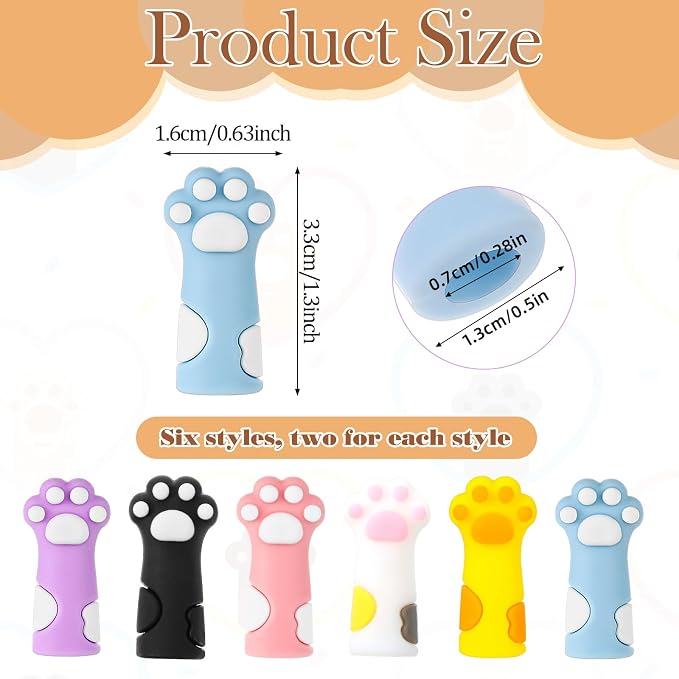 12 PCS Cat Paw Knitting Needle Stoppers,Silicone Needle Minders,Stitch Stoppers for Knitting Needles Knitted Needles Point Protectors for Small Knitted Accessories Supplies fit Size 11-17(8mm-12.75mm)
