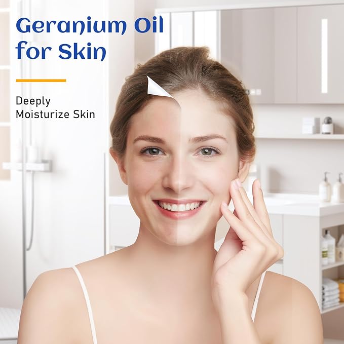 HIQILI Geranium Essential Oil for Diffuser & Skin Care
