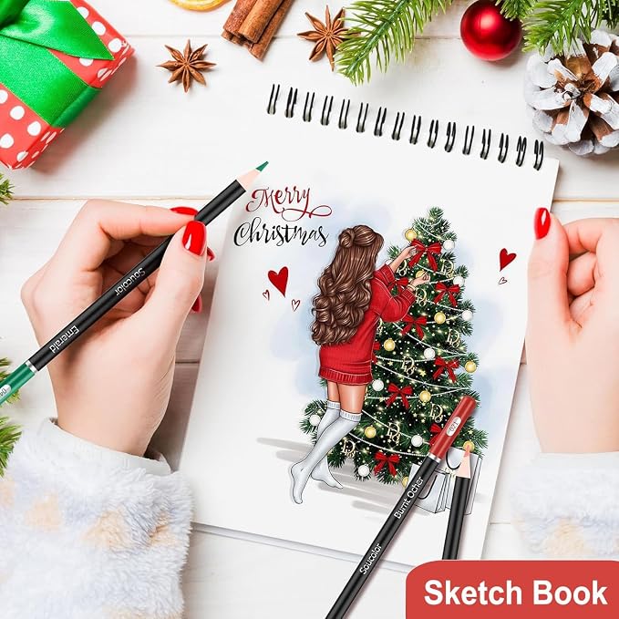 Soucolor Sketch Book 9x12, Drawing Paper Pad 68lb/100gsm Acid-Free | 100 Sheets,Top Spiral Sketchbook for Kids Adults, Art Supplies Sketch Pad for Drawing Illustration College Essentials