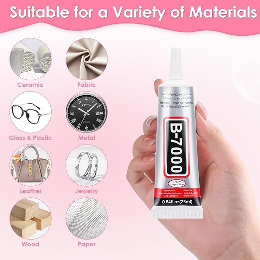 B-7000 Jewelry Glue Clear, 4 PCS 25ML Rhinestone Adhesive with Precision Tip for Paper Crafts, Card Making, Jewelry Stone, Metal, Nail Art, All Purpose