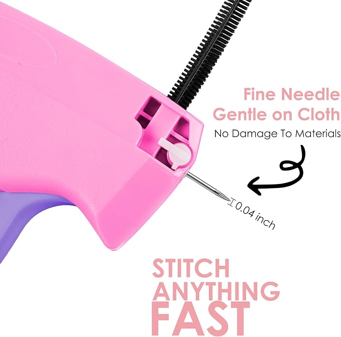 Stitch Gun for Clothes - Handheld Stitch Gun Quick Clothing Fixer - Mini Sewing Kit Micro Tagging Gun - Includes 6 Needle, 1000 Black Fasteners & 1000 White Fasteners