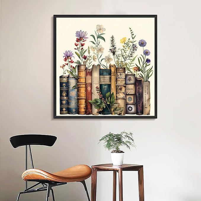 Yezavesu Book Paint by Numbers Kit for Adults Beginner, Flowers Adult Paint by Number Kits on Canvas Without Frame, DIY Acrylic Painting by Numbers for Home Wall Decor Gift 16x16 Inch