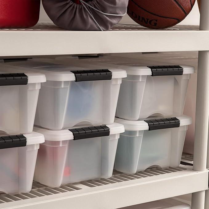IRIS USA 6-Pack 13 Quart Storage Bins with Lids, Pearl