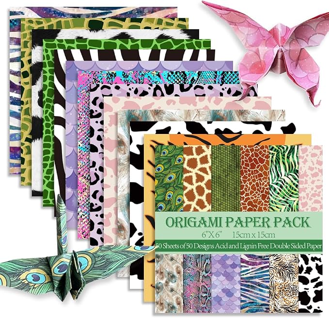 6x6" Origami Paper,50Sheets Double Sided Colored Paper,Square Craft Paper